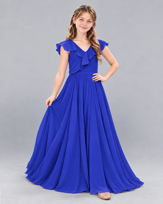 Royal Blue A-line Junior Bridesmaid Dress Front