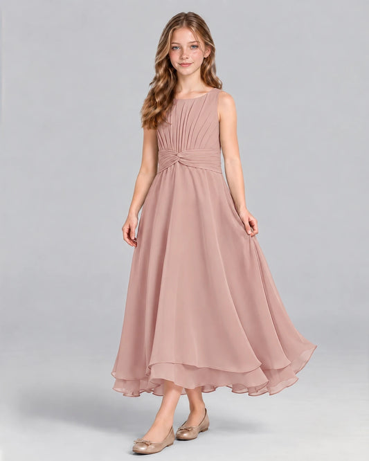 Dusty Rose A-line Junior Bridesmaid Dress Front