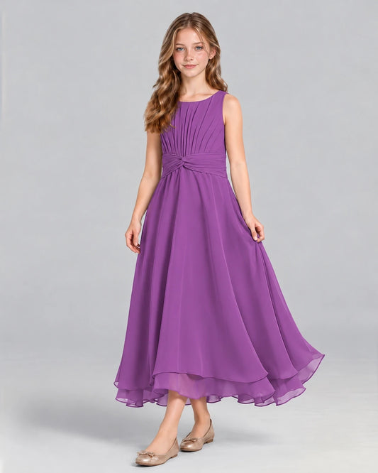 Purple A-line Junior Bridesmaid Dress Front