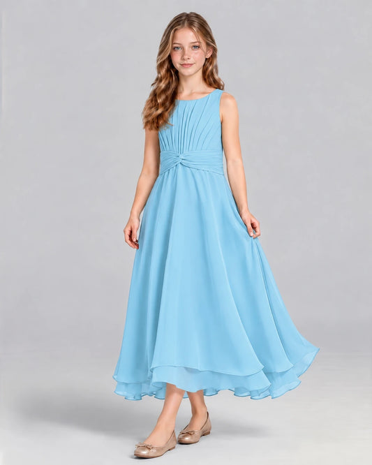 Sky Blue A-line Junior Bridesmaid Dress Front