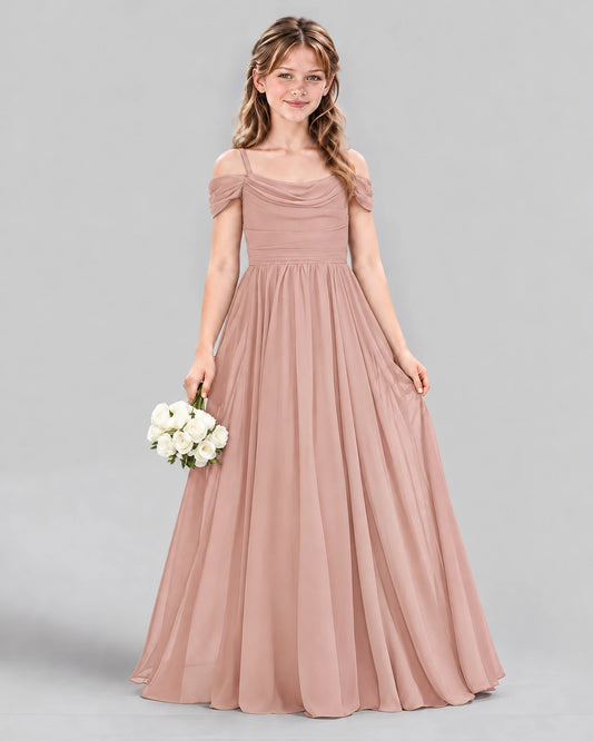 Dusty Rose A-line Junior Bridesmaid Dress Front
