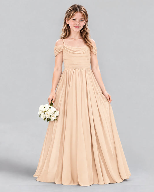 Peach A-line Junior Bridesmaid Dress Front