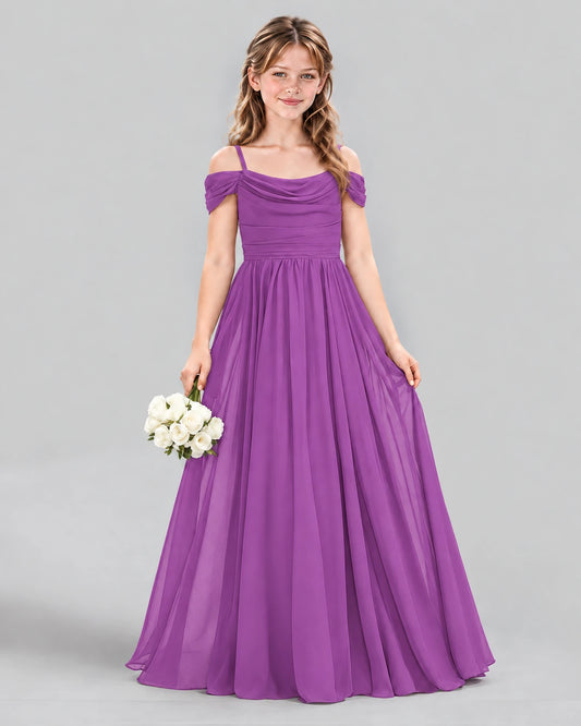 Purple A-line Junior Bridesmaid Dress Front