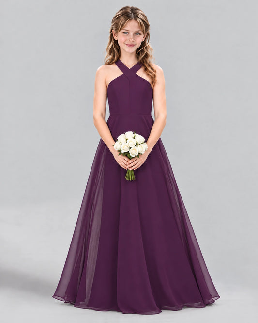 Grape A-line Junior Bridesmaid Dress Front
