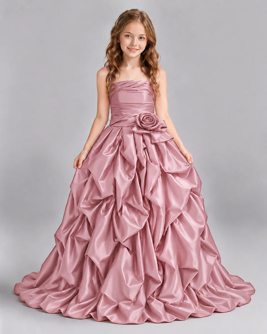Dusty Rose Ball Gown Girls Pageant Dress Front