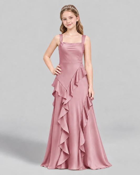 Dusty Rose A-line Junior Bridesmaid Dress Front