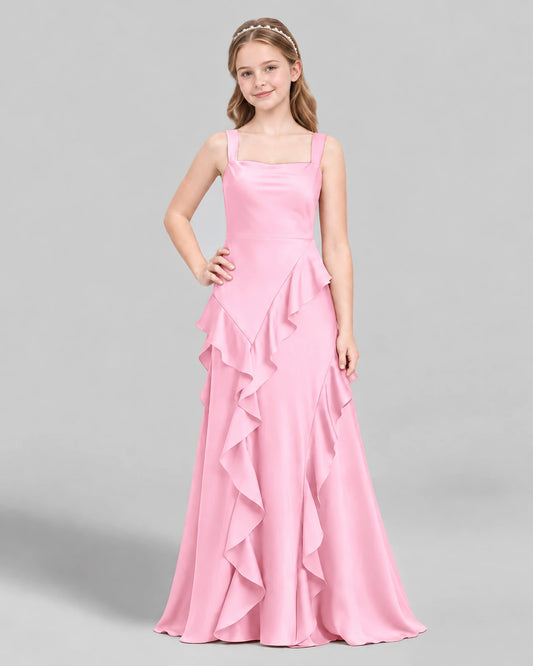 Pink A-line Junior Bridesmaid Dress Front