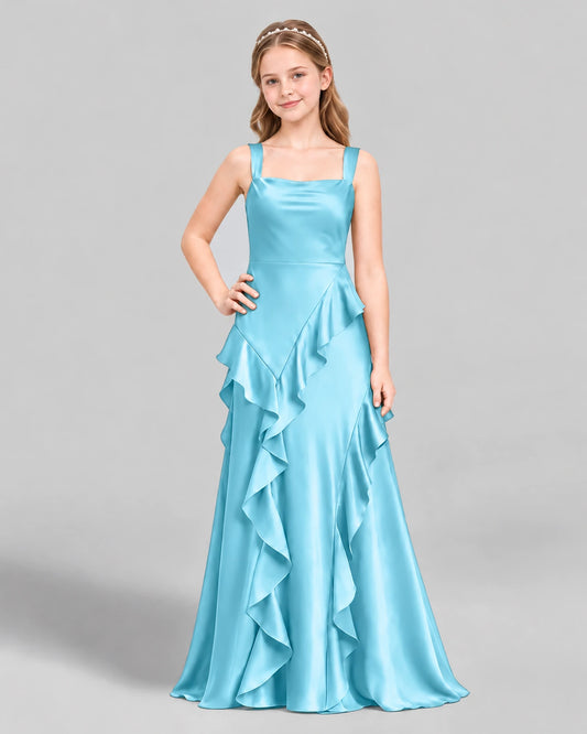 Sky Blue A-line Junior Bridesmaid Dress Front