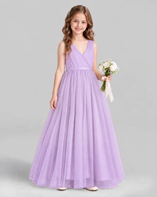 Lilac Ball Gown Flower Girl Dress Front