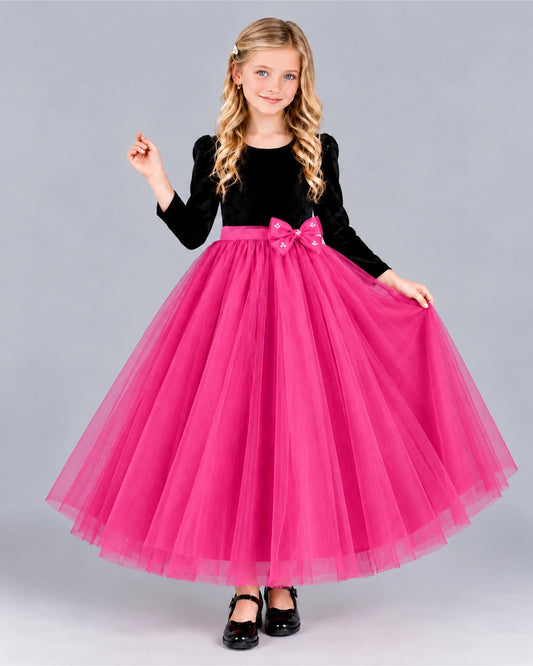 Hot Pink Ball Gown Girls Formal Dress Front