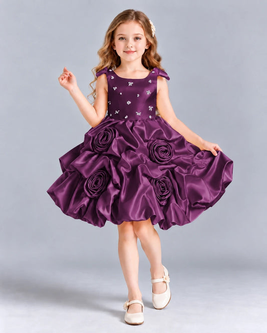 Grape Ball Gown Girls Formal Dress Front