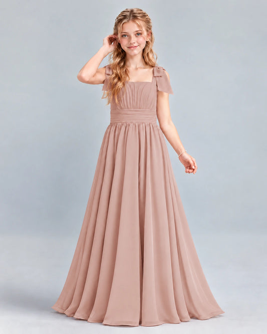 Dusty Rose A-line Junior Bridesmaid Dress Front