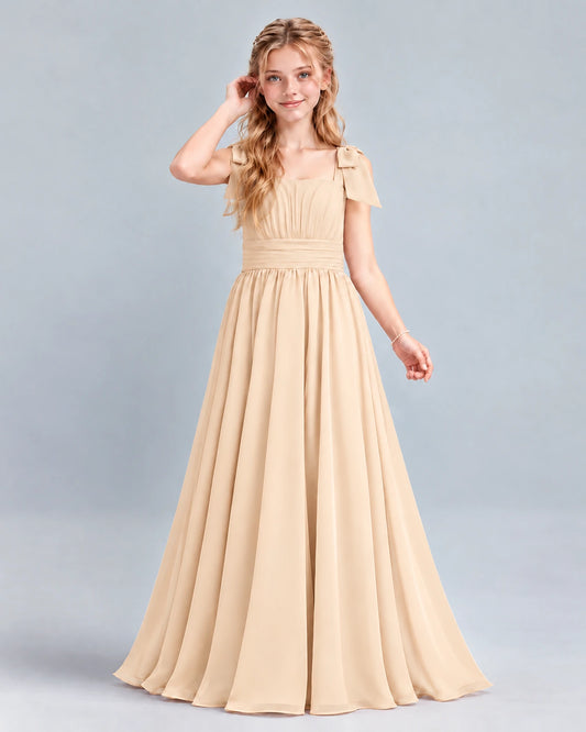 Peach A-line Junior Bridesmaid Dress Front