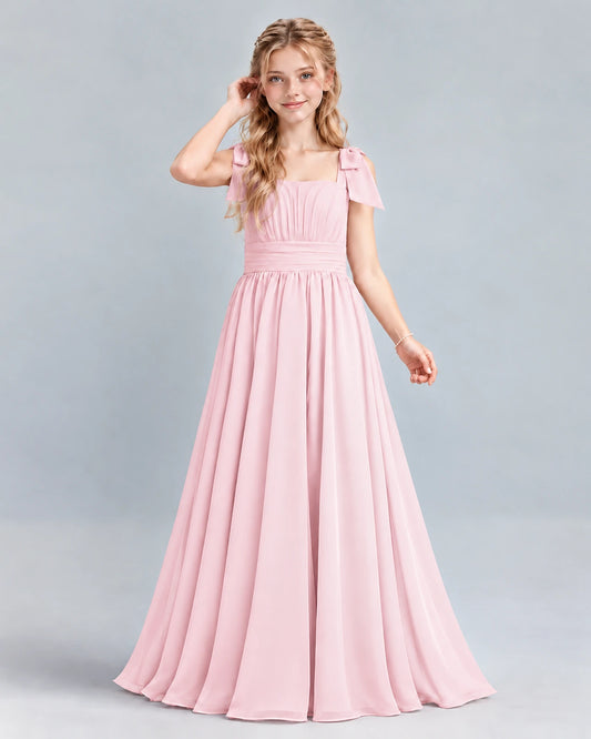 Pink A-line Junior Bridesmaid Dress Front