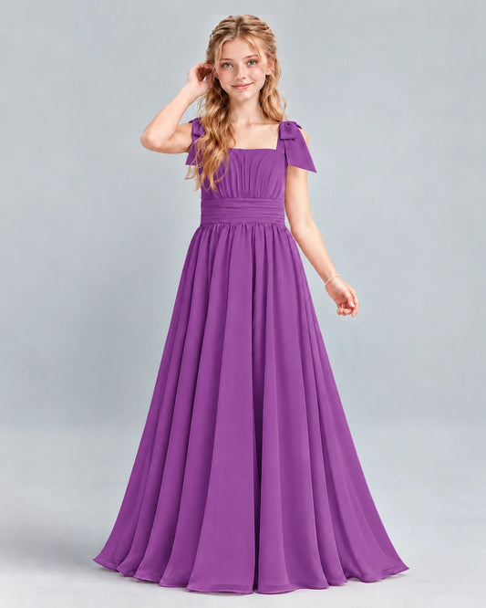 Purple A-line Junior Bridesmaid Dress Front