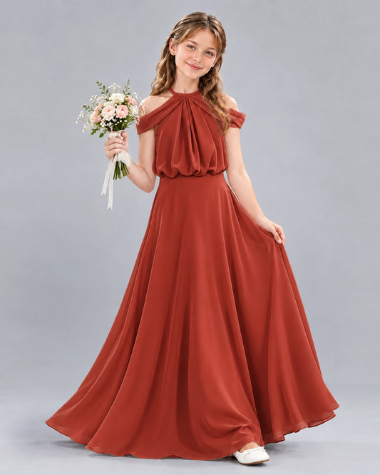 Vermilion A-line Junior Bridesmaid Dress Front