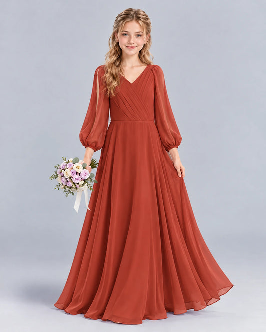 Vermilion A-line Junior Bridesmaid Dress Front