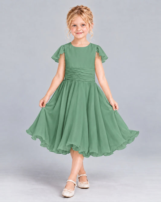Eucalyptus A-line Junior Bridesmaid Dress Front