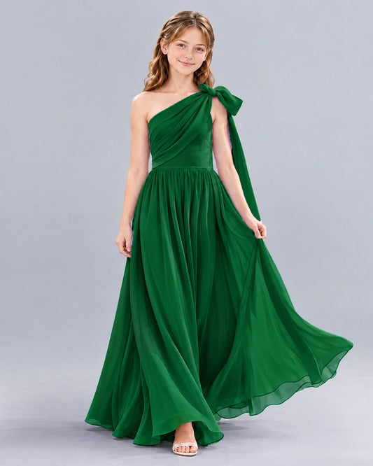 Dark Green A-line Junior Bridesmaid Dress Front
