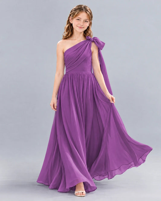 Purple A-line Junior Bridesmaid Dress Front