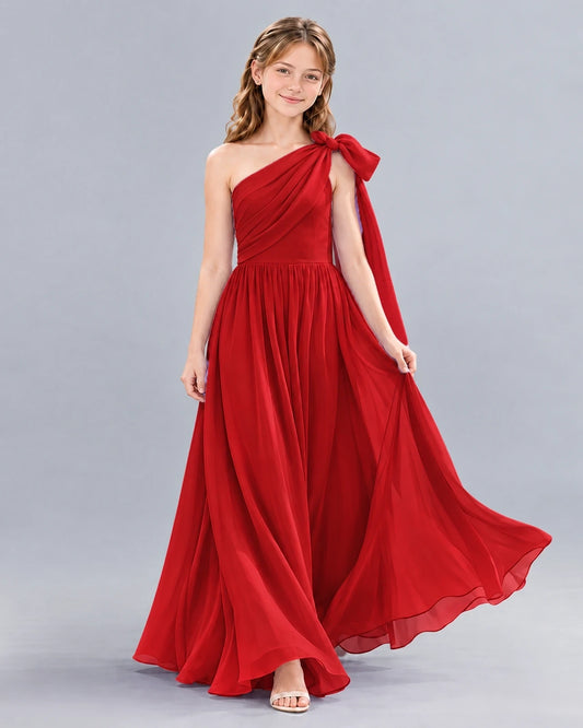 Red A-line Junior Bridesmaid Dress Front