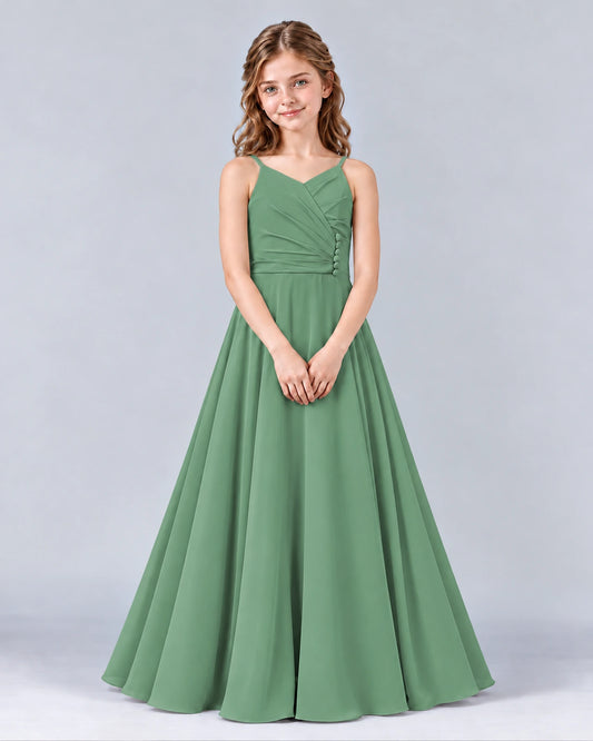 Eucalyptus A-line Junior Bridesmaid Dress Front