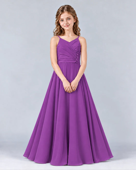Purple A-line Junior Bridesmaid Dress Front
