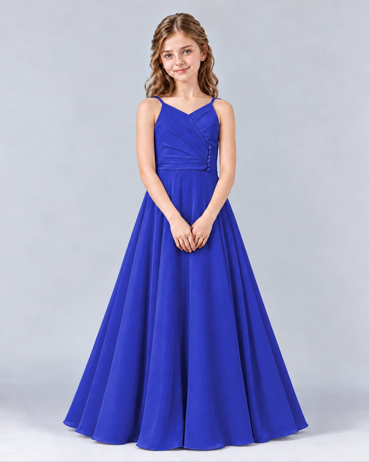 Royal Blue A-line Junior Bridesmaid Dress Front