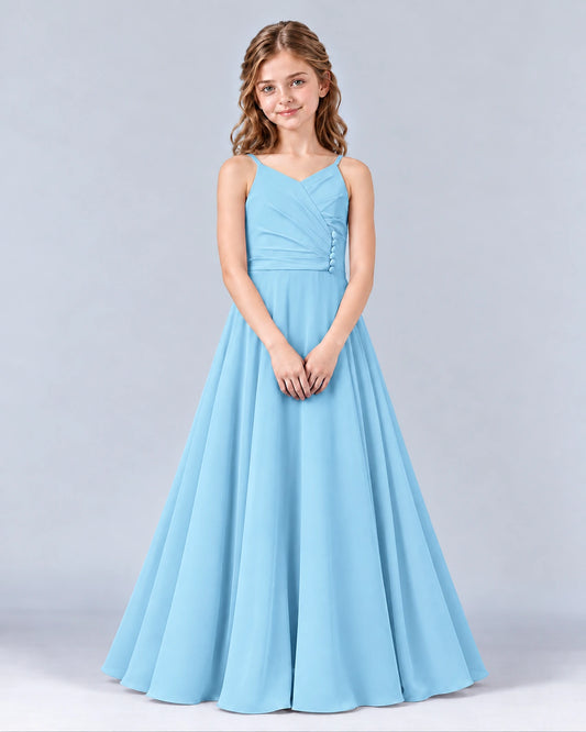 Sky Blue A-line Junior Bridesmaid Dress Front