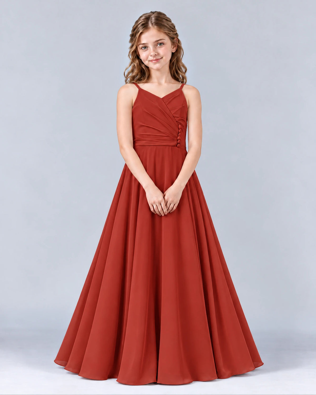 Vermilion A-line Junior Bridesmaid Dress Front