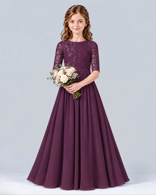Grape A-line Junior Bridesmaid Dress Front