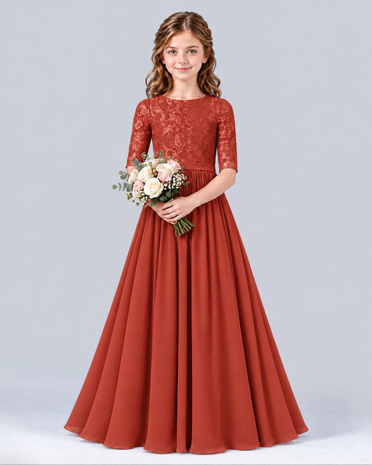 Vermilion A-line Junior Bridesmaid Dress Front
