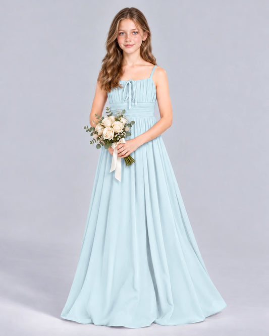 Baby Blue A-line Junior Bridesmaid Dress Front