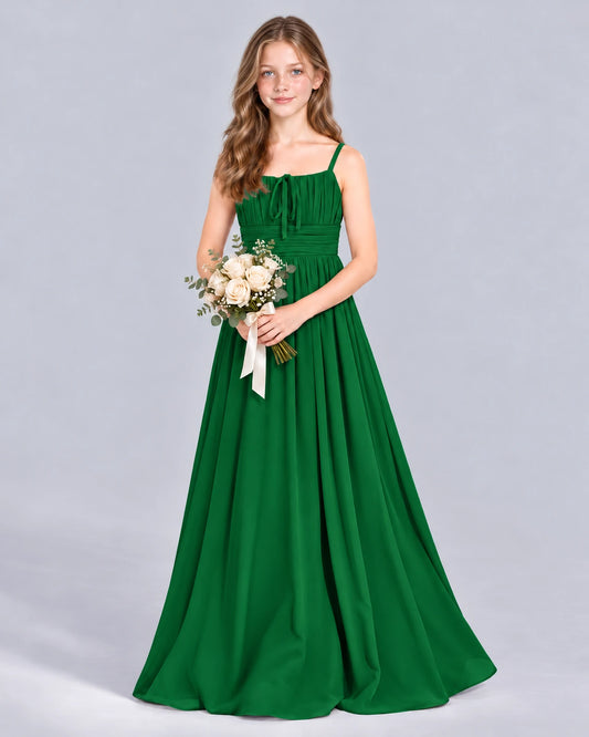 Dark Green A-line Junior Bridesmaid Dress Front