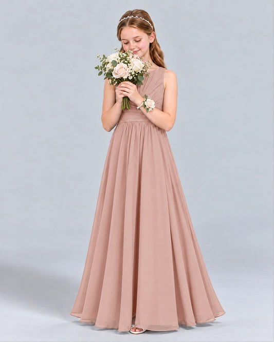 Dusty Rose A-line Junior Bridesmaid Dress Front