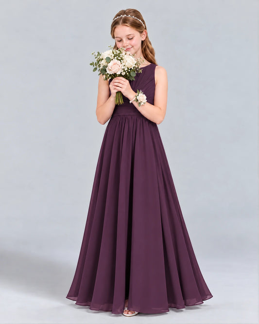 Grape A-line Junior Bridesmaid Dress Front