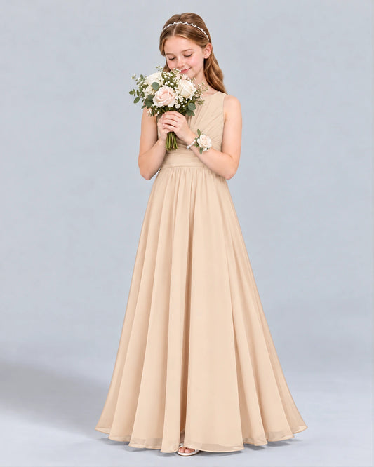 Peach A-line Junior Bridesmaid Dress Front
