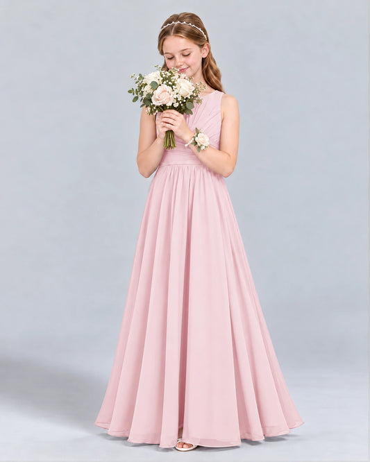 Pink A-line Junior Bridesmaid Dress Front