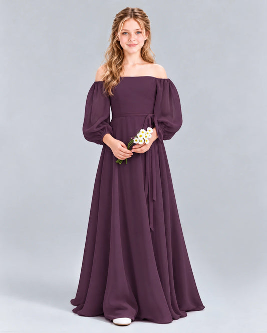Grape A-line Junior Bridesmaid Dress Front