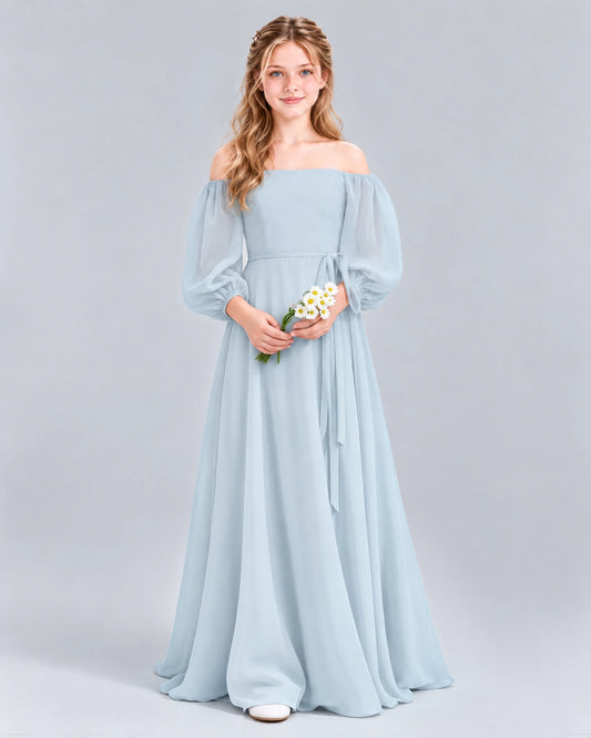 Mist A-line Junior Bridesmaid Dress Front