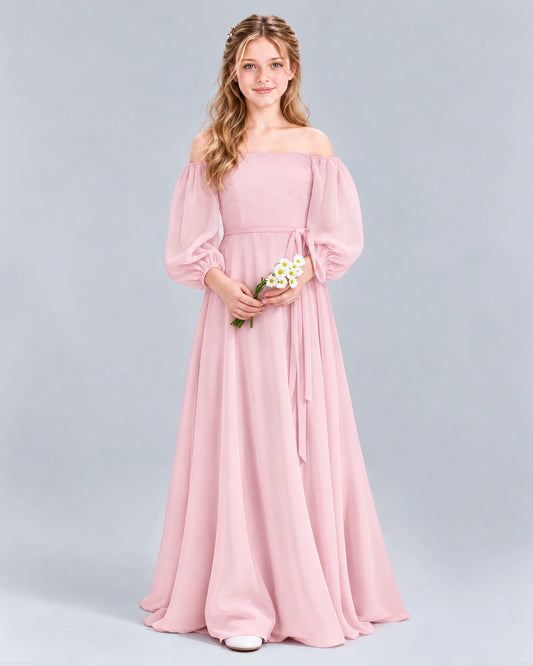 Pink A-line Junior Bridesmaid Dress Front