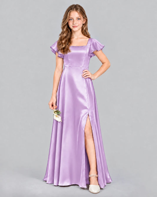 Lilac A-line Junior Bridesmaid Dress Front