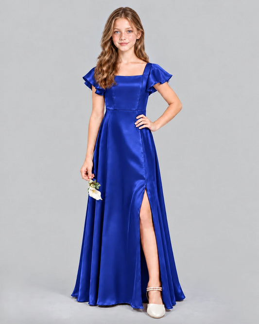 Royal Blue A-line Junior Bridesmaid Dress Front