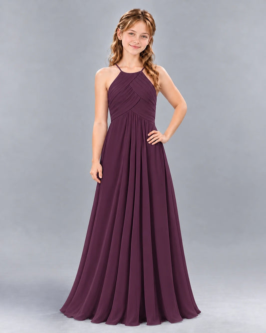 Grape A-line Junior Bridesmaid Dress Front