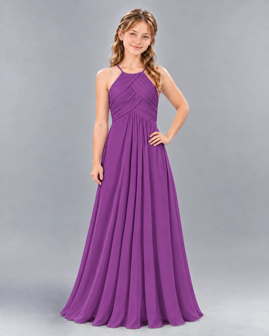 Purple A-line Junior Bridesmaid Dress Front