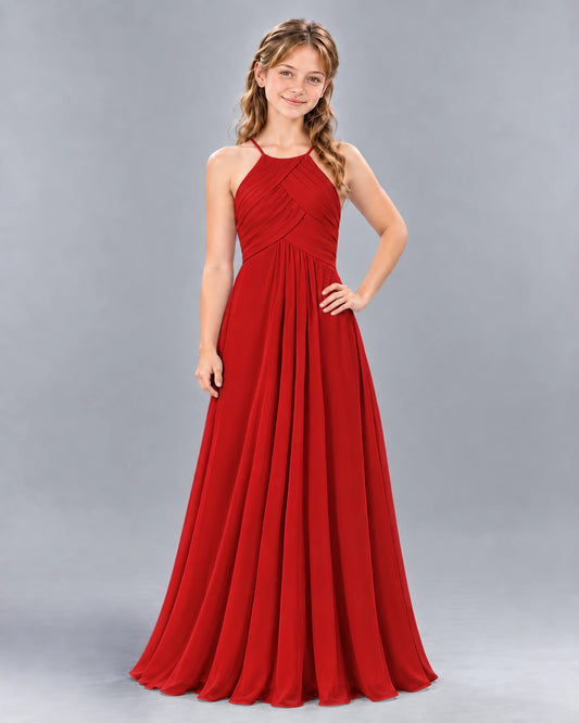 Red A-line Junior Bridesmaid Dress Front