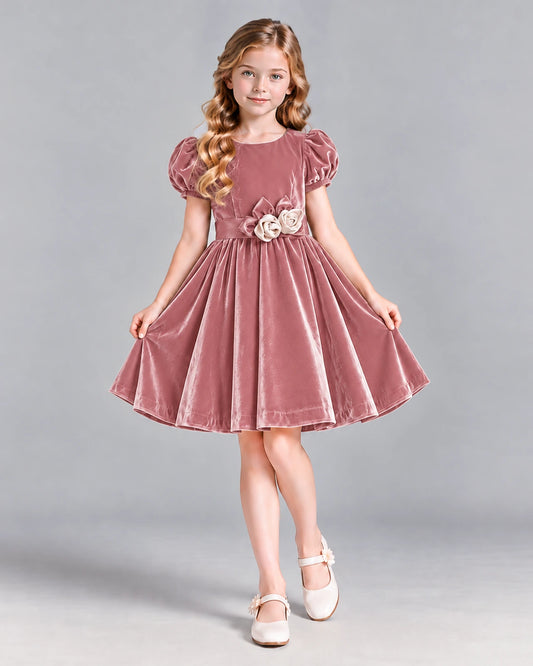 Dusty Rose A-line Girls Formal Dress Front