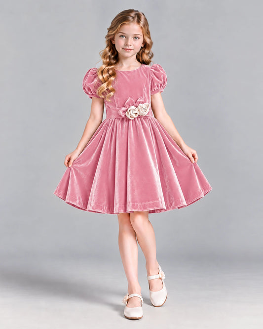 Pink A-line Girls Formal Dress Front
