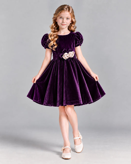 Purple A-line Girls Formal Dress Front