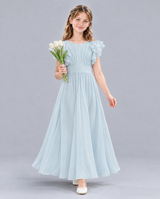 Mist A-line Junior Bridesmaid Dress Front